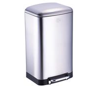 Dirt Devil Poubelle à pédale 30L - Poubelle de cuisine avec Soft Close - Poubelle en inox - Seau intérieur amovible - Poubelle de cuisine 34,5 x 32,5 x 61,5 CM - Argent