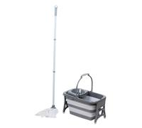 Dirt Devil Serpillière avec Seau - Seau Pliable 18L avec Essoreuse - Tête Amovible - Kit Balai Serpillère pour Nettoyage Sol Durs, 16, Noir/Rouge