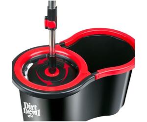 Dirt Devil Set Balai Serpillère Rotatif - Tête 360° - Manche Télescopique en Acier INOX - Seau Essoreur - Capacité 16 litres - Noir/Rouge