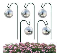 Disco Ball Plant Stakes - 5 Piece Globe Flower Picks, Decorative Reflective Mirror Ornaments on Sticks | Glitter Soil Insertion for Floral Pot Outdoor Indoor Pathway Home Walkway Lawn Patio Flowerbed
