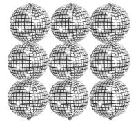 Disco Ballons, 9 Foil Ballons Disco Argentés, 22 Pouces 4D Grand Ballons Métalliques Miroir, Décorations de Fête Disco pour Rétro Dance Fête Mariage Anniversaire Carnaval