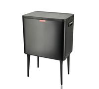 Discountershop Poubelle Sur Pieds Noir 35L - Poubelle De Cuisine En Acier Inoxydable Avec Couvercle Push - Pour Déchets Ménagers, Salle De Bain, Bureau Et Buanderie