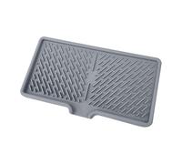 Dish Drying Mat, Kitchen Drainer Pad, Non-Slip Spill-Proof Silicone Counter Cover, Fast Drainage with Suction Cup Base, Ideal for RV Sink Dorm Bathroom Faucet, 9.8x5.1 Inches Gray