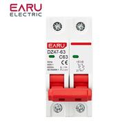 Disjoncteur 2P AC 230/400V MCB DZ47 Type C, protection contre les surcharges et les courts-circuits, petit interrupteur principal domestique sur rail DIN