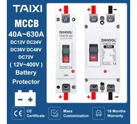 Disjoncteur à boîtier moulé DC, 12V, 24V, 48V, 72V, MCCB, 250A, 100A, 200A, 300A, 400A, 600A, protecteur de charge de voiture