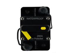 Disjoncteur à réinitialisation manuelle 30-300 A 12 V-48 V CC, fusible étanche IP67 pour voiture, bateau, camping-car, camion, montage à goujon M6 avec capuchon de protection, noir (200 A)
