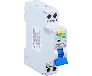 Disjoncteur combiné GACIA FI/LS : disjoncteur différentiel/disjoncteur de protection de ligne, 1P, 30mA, type A, 10A