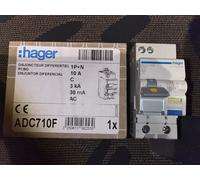 Hager Disjoncteur différentiel ADC710F 1P+N 10 A Type C 30 mA AC 3 kA