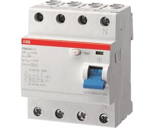 Disjoncteur différentiel ABB type A/G 40 A/4 pôles/30 mA ABB F204 A-40/0,03 TG, 1 pièce.