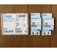 Hager Disjoncteur différentiel 1P+N ADC816F – 16 A (C) 30 mA – 4,5/6 kA type AC