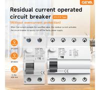 Disjoncteur différentiel GEYA GYL9 TYPE B RCD RCCB sur rail DIN, protection contre les fuites à la terre, courant continu 2 pôles 40A 63A 30mA 100mA 300mA 6KA (6mA)