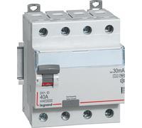 Disjoncteur différentiel industriel superimmunisé 4P 30mA 40A 10kA C LEGRAND DX³ Hpi 411695 40 A