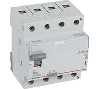 Disjoncteur différentiel Legrand type A, 10 kA, 40 A, 4 pôles, 100 mA, 1 pièce.