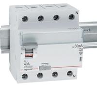 Disjoncteur différentiel Legrand type A, 10 kA, 40 A, 4 pôles, 30 mA, 1 pièce.