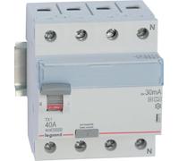 Disjoncteur différentiel Legrand, type F/G, 10 kA, 40 A/4 pôles/30 mA, 1 pièce.
