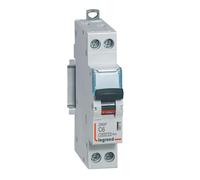 Disjoncteur 6A courbe C - 6kA - 1P+N 230V~- 1 module - arrivée et sortie borne à vis