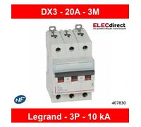 Disjoncteur modulaire tétrapolaire Legrand DX³ 20A courbe C
