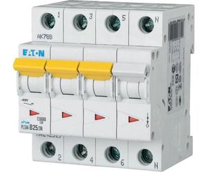 Disjoncteur Eaton LS 10 kA B 25 A/3 pôles + N 4 TE Eaton PLSM-B25/3N-MW, 1 pièce.