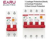 Disjoncteur électronique à courant résiduel, 2P 4P AC 230V 400V Type A RCBO RCCB MCB sur courant court 30mA, Protection contre les fuites