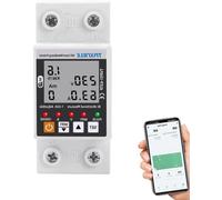 Disjoncteur intelligent - Compteur d'électricité bidirectionnel - Optimiseur de consommation d'énergie - Compteur d'énergie intelligent - 63 A - Gris