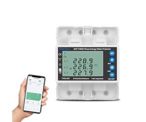 Disjoncteur intelligent Tuya WiFi 220V 380v trois phases quatre lignes surtension protection relais surintensité limiteur d'énergie électrique kWh compteur bidirectionnel 80A Smart Life