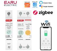 Disjoncteur intelligent Tuya WiFi ZigBee MCB 1/2P 63A avec compteur d'énergie, minuterie, relais, protection contre les surtensions et les surintensités, télécommande