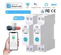 Disjoncteur intelligent WiFi Tuya 1P + N MCB 63A, minuterie d'énergie, kWh, tension, courant, protecteur, commutateur de télécommande vocale