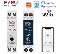 Disjoncteur intelligent WiFi Tuya MCB 1P+N 6-63A avec relais temporisé, compteur d'énergie KWh, protection contre la tension et le courant, commande vocale à distance