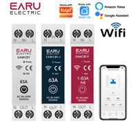 Disjoncteur intelligent WiFi Tuya MCB 1P+N 63A avec minuterie, compteur d'énergie kWh, tension, courant, protection, commande vocale et télécommande
