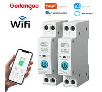 Disjoncteur intelligent WiFi Tuya MCB 1P + N 63A, minuterie d'énergie, kWh, tension, courant, protecteur, commutateur de télécommande vocale