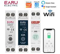 Disjoncteur intelligent WiFi Tuya MCB 1P + N 63A, minuterie d'énergie, kWh, tension, courant, protecteur, commutateur de télécommande vocale