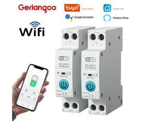 Disjoncteur intelligent WiFi Tuya MCB 1P + N 63A, minuterie d'énergie, kWh, tension, courant, protecteur, commutateur de télécommande vocale