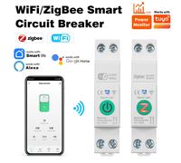 Disjoncteur intelligent ZigBee/WiFi 1-63A avec mesure, rail DIN, pour commande vocale sans fil Tuya Home, compatible Google Home