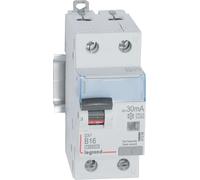 Disjoncteur Legrand FI/LS, type A, 10 kA, B 16 A/1 pôle + N/30 mA, 2 TE, 1 pièce.