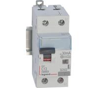 Disjoncteur Legrand FI/LS, type F/G, 10 kA, C 13 A, 1 pôle + N, 30 mA, 2 TE, 1 pièce.