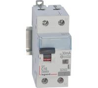 Disjoncteur Legrand FI/LS, type F/G, 10 kA, C 16 A, 1 pôle + N, 30 mA, 2 TE, 1 pièce.