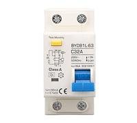 Disjoncteur Miniature 230V, A Type 30mA 32A 1P N Disjoncteur à Courant Résiduel, Protecteur de Fuite Protection Contre les Surcharges Commutateur D'air pour Lignes de Distribution D'éclairage