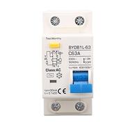 Disjoncteur Miniature 230V, AC Type 30mA C63A 1P N Disjoncteur à Courant Résiduel, Protecteur de Fuite Protection Contre les Surcharges Commutateur D'air pour Lignes de Distribution D'éclairage