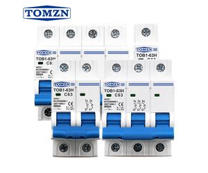 Disjoncteur miniature TOMZN AC MCB TOB1-63H Courbe C 230/400V~ 50Hz/60Hz 1P 2P 3P 4P 3A 6A 10A 16A 20A 25A 32A 40A 50A 63A