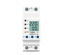 Disjoncteur Phase Différentiel,Disjoncteur Miniatu 6 3A 80A 110V 230V Rail DIN Réglable Sous Tension Protecteur Device Protector Courant Limiter la protection Voltmètre KWh(63A Bottom input)