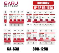 Disjoncteur solaire miniature DC 1000V 1P 2P 3P 4P, interrupteur de protection contre les surcharges 6A~63A/80A 100A 125A MCB pour système photovoltaïque PV