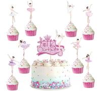 Disnace Set de Décoration de Gâteau Ballerine, 24 Pièces Ballet Fille Figurines Danseur, Décoration de Gâteau D'anniversaire Design Ballet pour Anniversaire, Mariage, Noël, Baby Shower