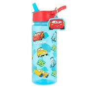 Disney Bouteille d'eau Cars avec paille - Bleu - 500 ml - Polypropylène - Flash McQueen - Avec porte-clés