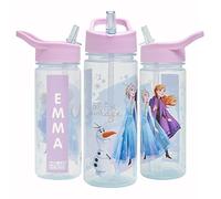 Disney Bouteille d'eau personnalisée Frozen Magic avec paille 500 ml - Produit officiel par Polar Gear, réutilisable sans BPA pour enfants, Tritan - Idéal pour l'école, la crèche, le sport, le
