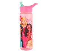 Disney Bouteille d'eau Princesse avec paille rabattable, bleu, 600 ml, sans BPA, recyclable, à partir de 36 mois