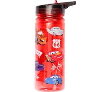 Disney Cars Bouteille d'eau avec paille 580 ml, 100% étanche, durable, en plastique solide et sans BPA, rouge