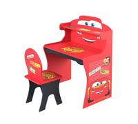 Disney Cars Flash McQueen Ensemble bureau et chaise pour enfants - Bureau d'écriture en bois pour enfants, idéal pour les devoirs, l'école à domicile, les arts et l'artisanat, le dessin et le goûter