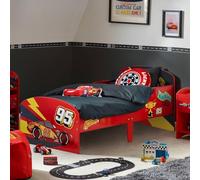 Disney Cars Flash McQueen Lit pour enfants : construction robuste en bois d’ingénierie, côtés protégés, lattes en bois, convient aux matelas de 140 x 70 cm (matelas non inclus)