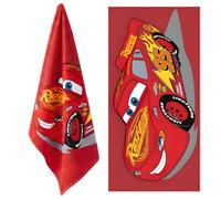 Disney Cars Lightning McQueen Serviette de Plage & de Bain 70x140 cm, 100 % Coton | Serviette Enfant Douce & Absorbante pour le Bain, la Plage & la Piscine | Rouge avec Voiture de Course McQueen