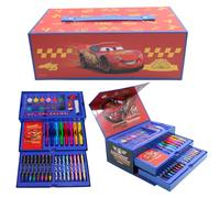 Disney Cars Mallette de Coloriage Deluxe pour Enfants | Kit de Dessin Portable 52 Pièces avec Feutres, Crayons de Cire, Crayons de Couleur et Plus | Coffret Créatif de Dessin et Coloriage